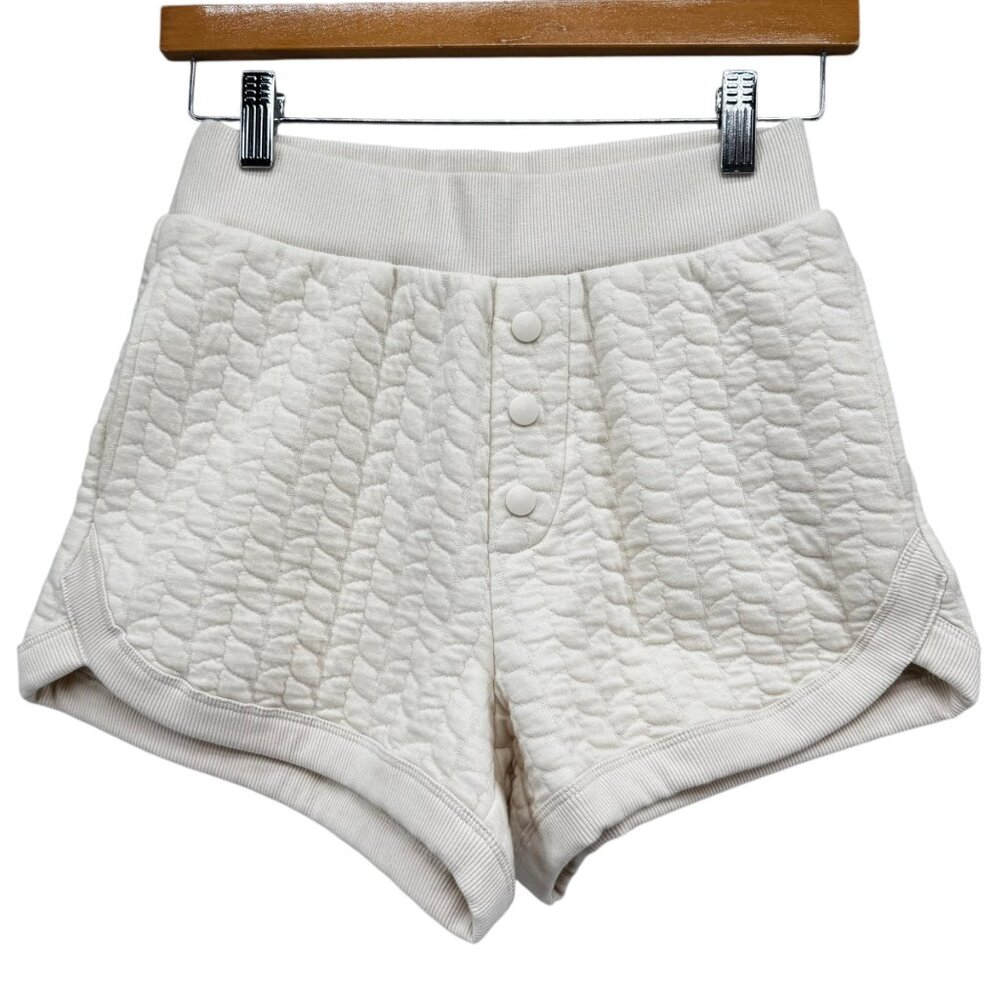 Grey State Teddi Shorts Womens Cream Eggnog Quilted High Rise Pull On 3" Size XS